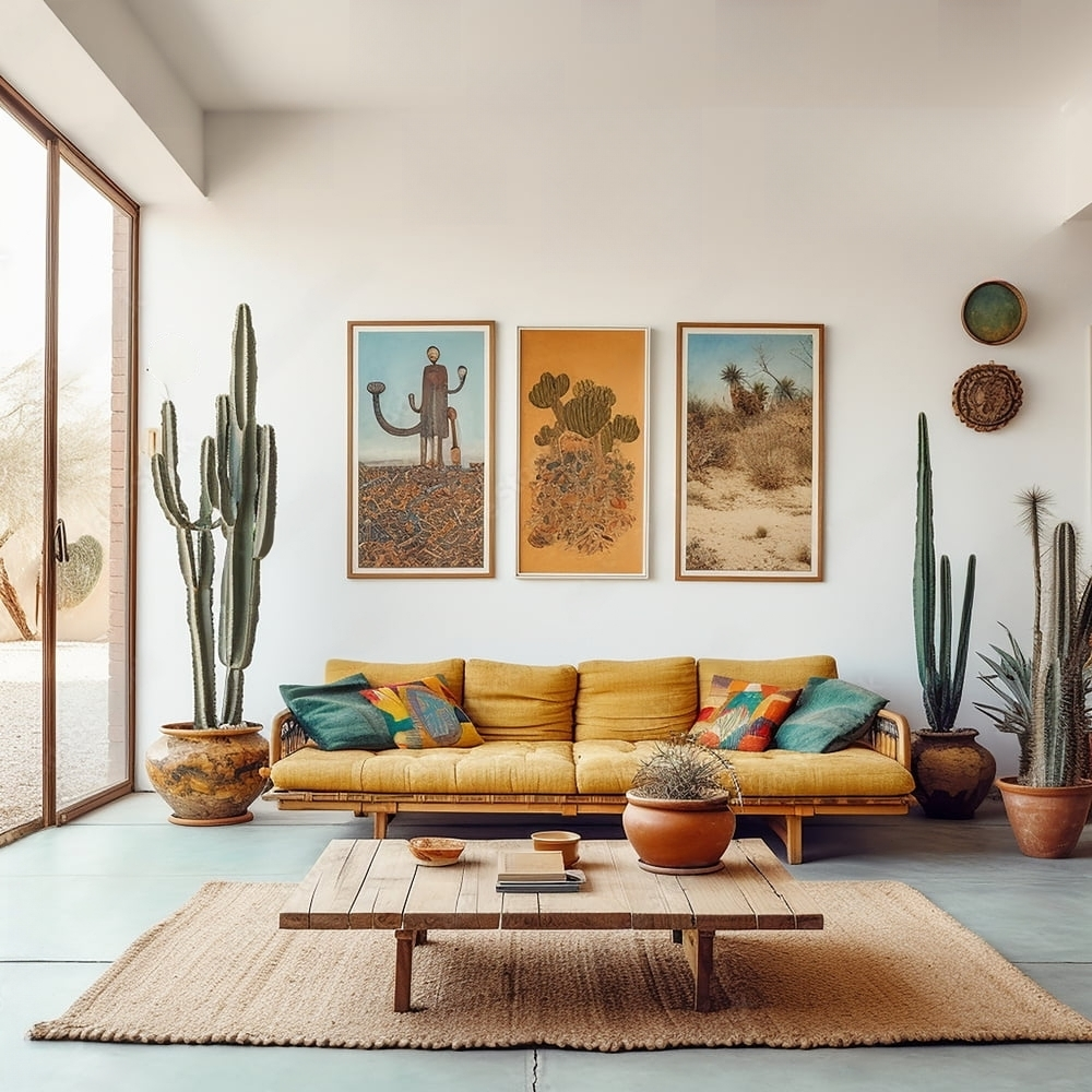 décoration salon avec cactus